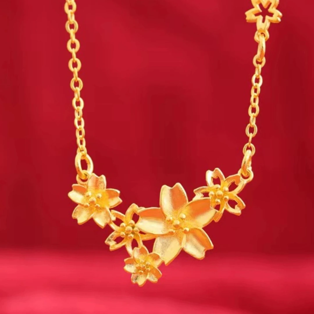 合金项链 三生花项链 女款 不掉色 轻奢  高级感 项链