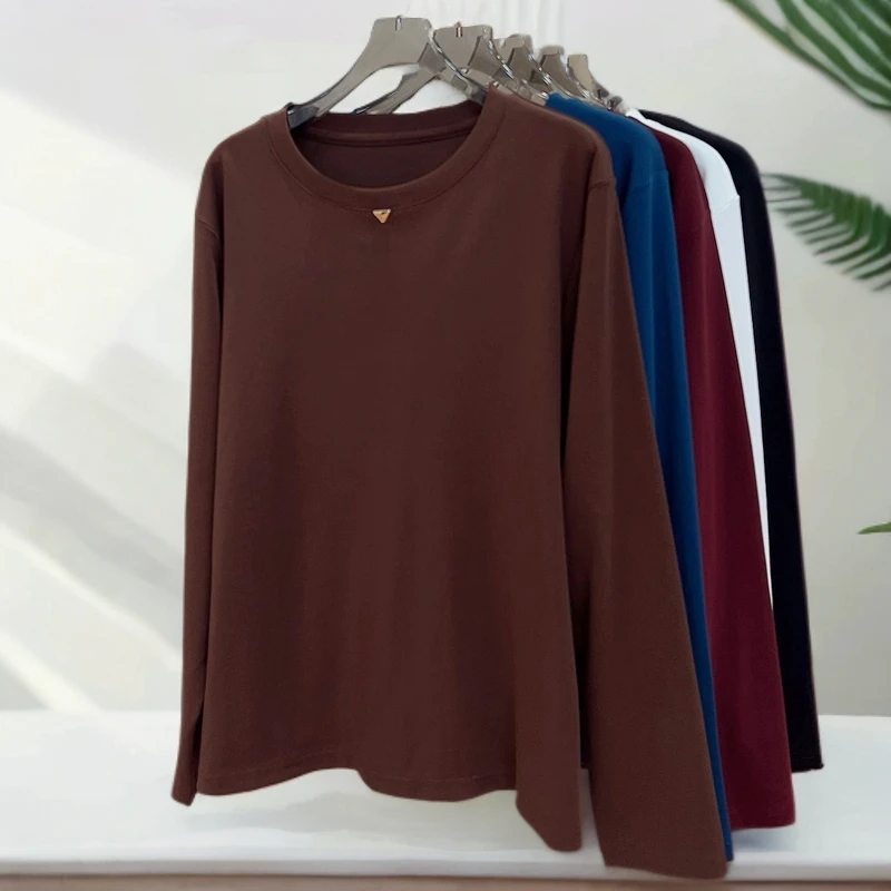 必魅-2025秋冬新款长袖T恤弹力打底衫显瘦百搭时尚简约打底衫3675