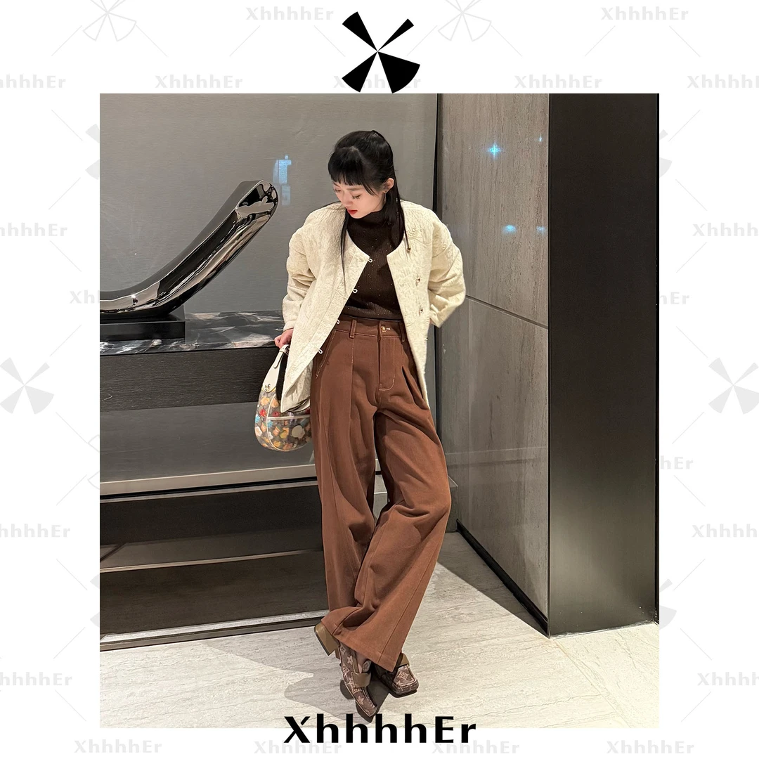 辛儿/小个子“苏式回廊” 100棉早秋保暖厚款文艺复古镰刀裤XK1795