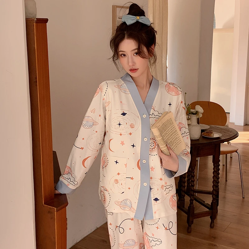 【春秋-纯棉】月子服春夏季薄款7-8-9-10月份产后喂奶哺乳孕妇睡衣