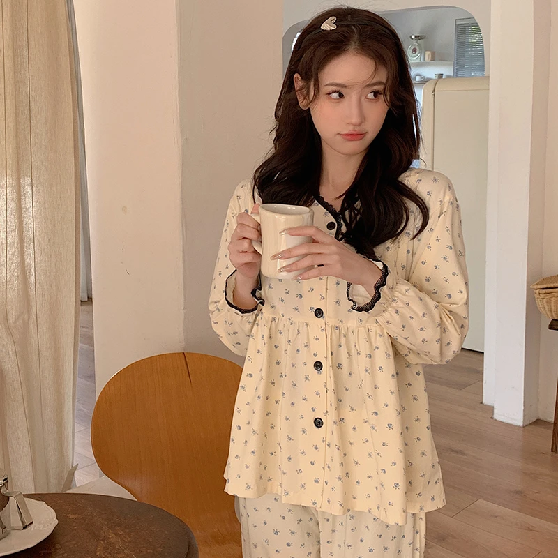 【月子服-拉链哺乳口】春夏季产后哺乳期孕妇睡衣怀孕期甜美碎花