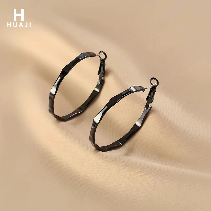 铜合金耳饰 黑色耳圈欧美风潮酷欧美时尚个性夸张大耳环2024新款