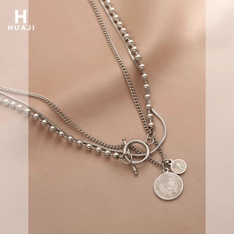 铜合金项链 多层小众2024新款爆款个性冷淡风时尚金属链条锁骨链