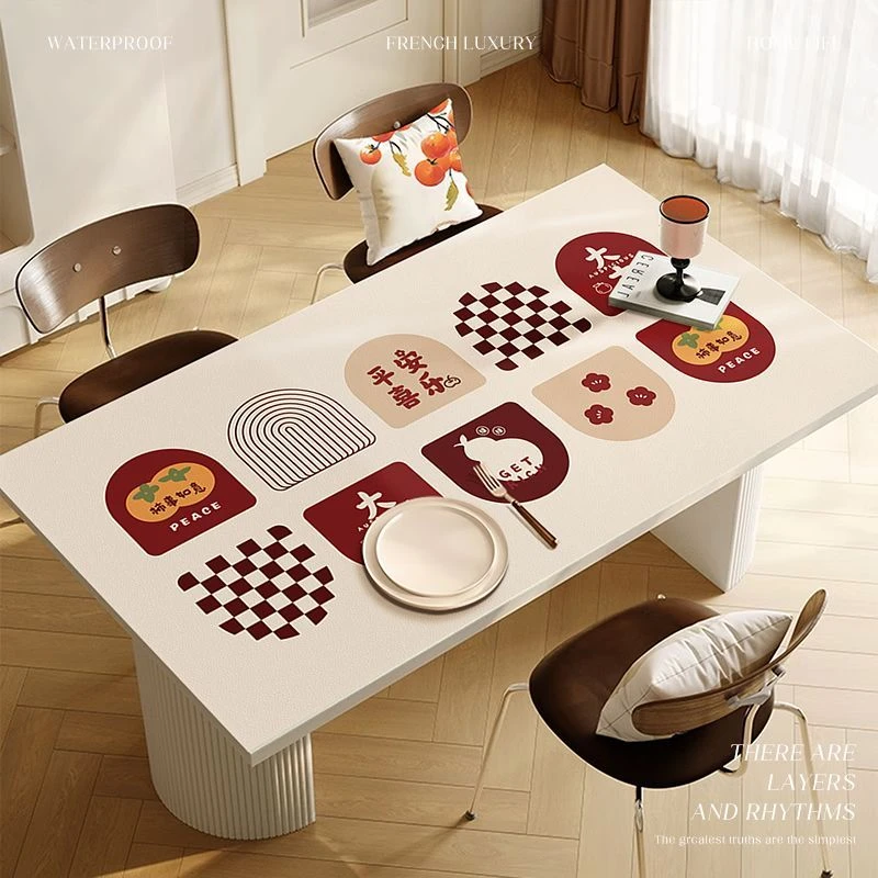 轻奢高级感桌布免洗防油防水防烫桌面垫皮革桌垫餐桌垫茶几布台布
