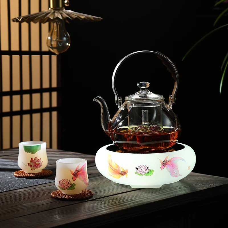 陶总堂电陶炉家用煮茶炉玉瓷烧水炉白玉琉璃养生茶具高档茶艺围炉