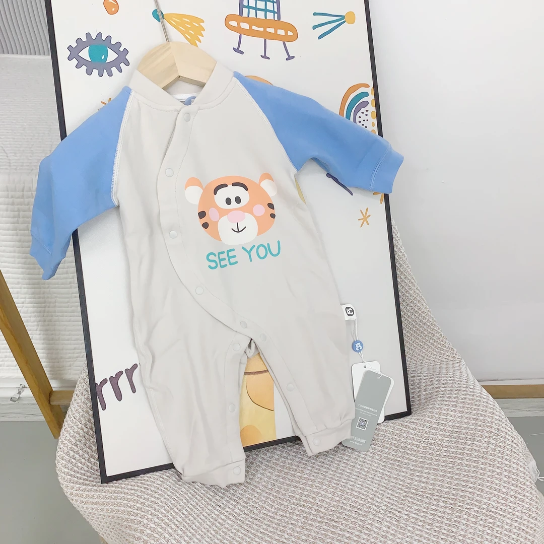 婴幼儿衣服纯棉舒绒春秋季宝宝开胸连体衣哈衣爬服可爱卡通