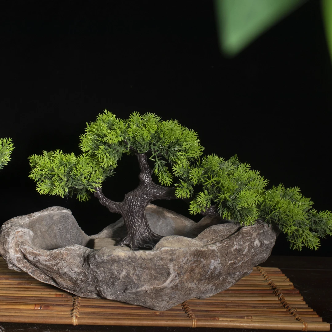 P1-005中国风禅意复古浅盆假山流水造景专用盆景盆个性创意性花盆