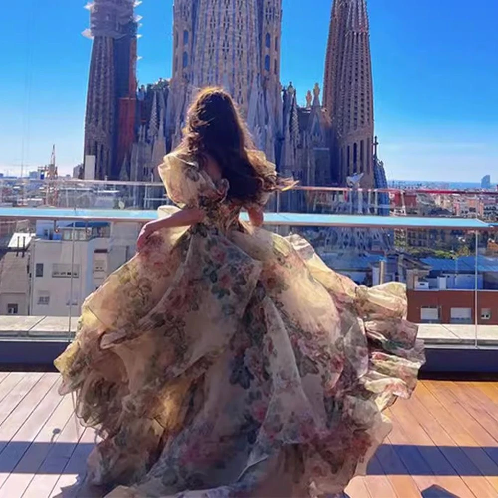 61-70荣特服饰)）大摆气质收腰长款外贸仙女裙