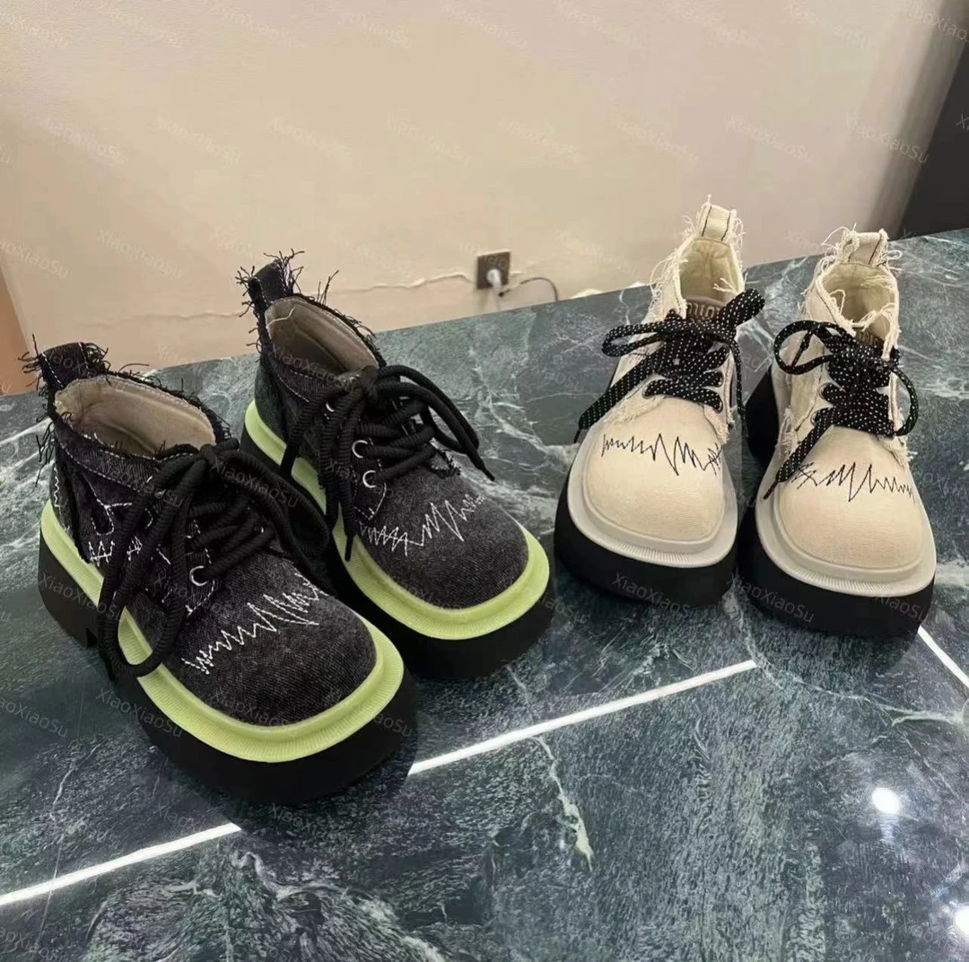 新款【为你心动】潮走秀厚底休闲时尚短靴百搭经典夏季时尚潮流圆头