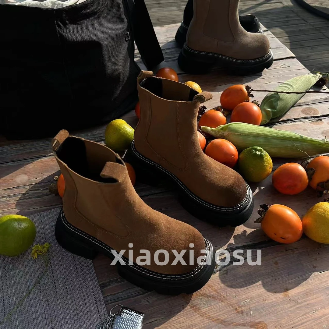 小小苏【好柿发生】ins潮走秀厚底短靴鞋网红时尚百搭女士夏季潮鞋