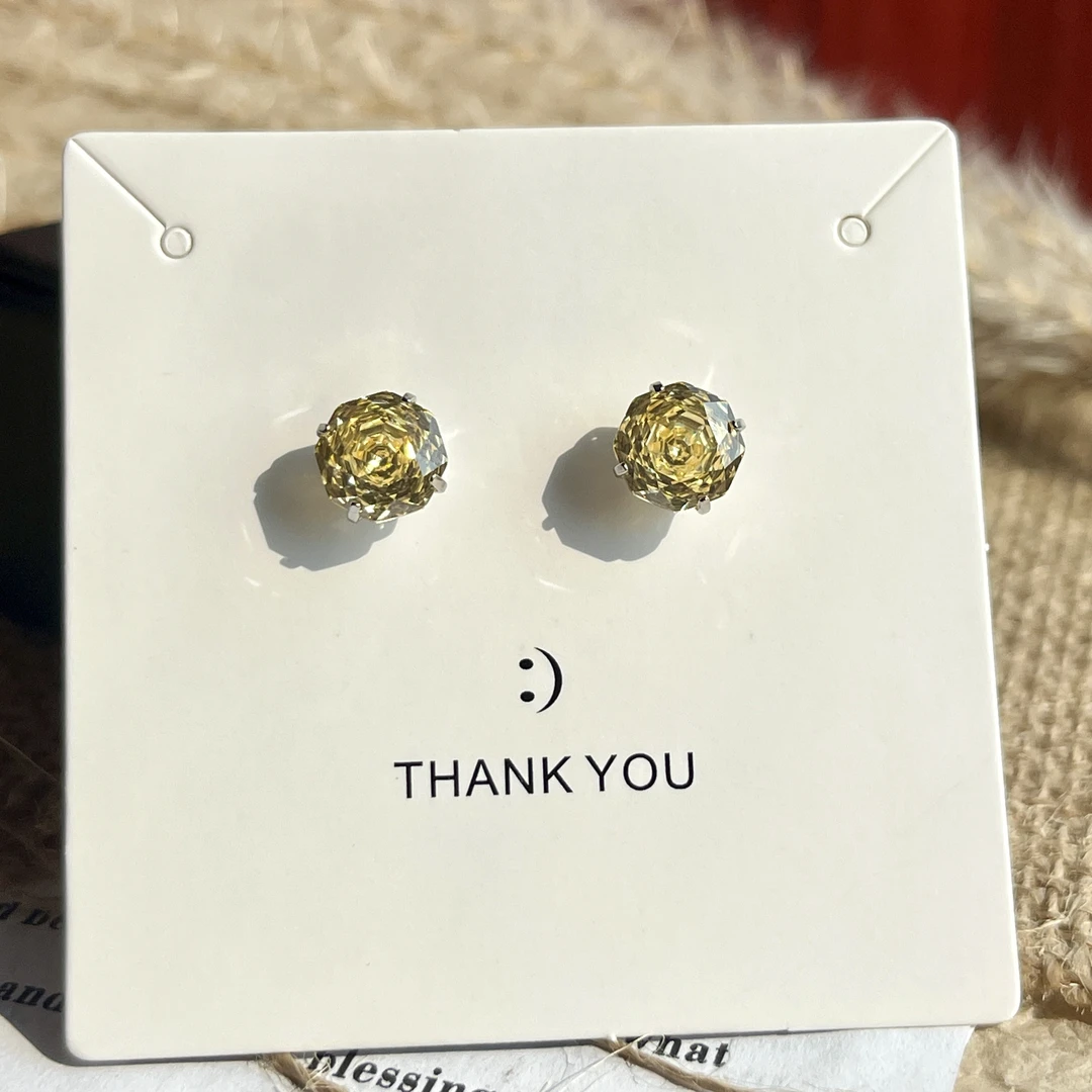 锆石（处理）梧州料5A级blingbling耳钉双耳洞玫瑰切钛钢耳蜗钉