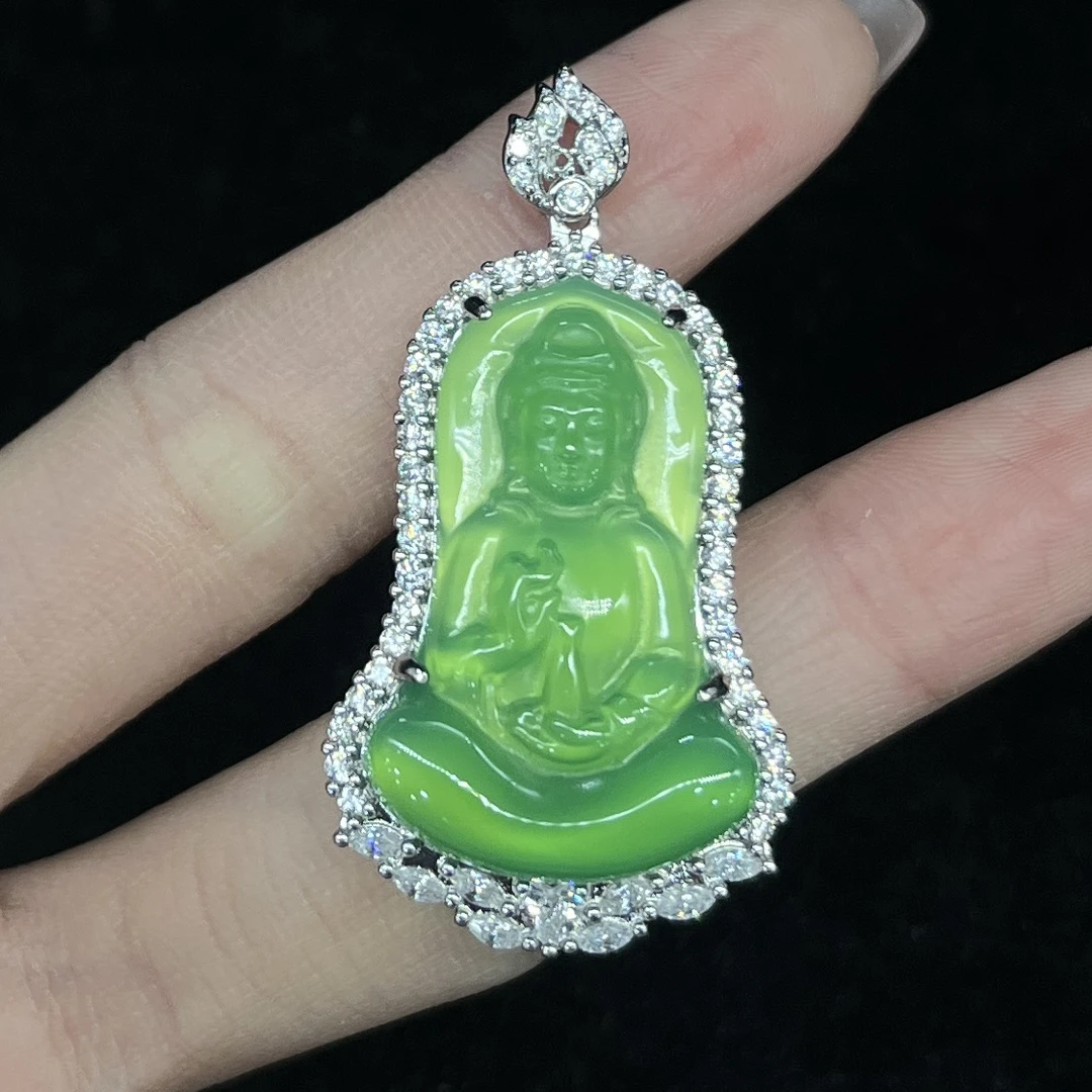 非金属吊坠 【云找玉】冰阳绿观音吊坠 多样性发1件 LAQ2016