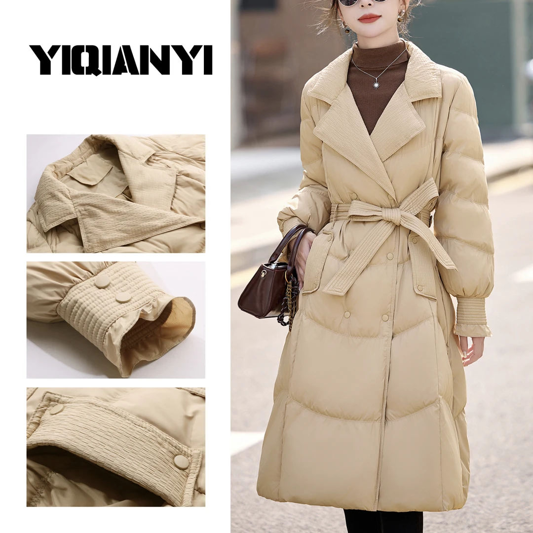 时尚新款西装2024派克服中长款气质过膝加厚收腰鸭绒显瘦外套圣诞