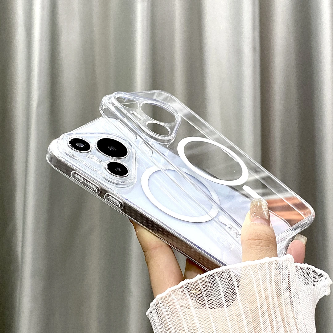 磁吸无线充电magsafe适用华为p70手机壳mate60透明pura80pro+简约