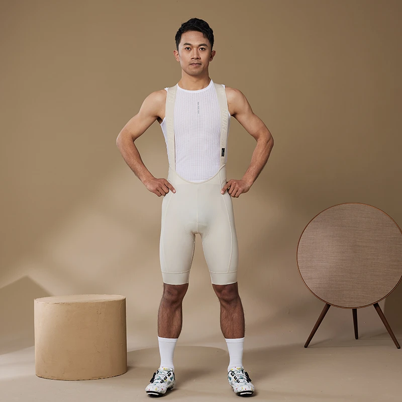 术崎SOUKESPORTS/米色骑行裤男女同款背带裤公路车骑行服BS1608