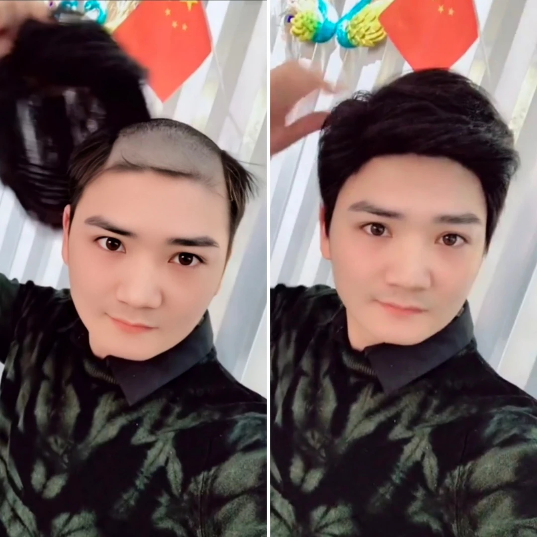 3号   全真发男士隐形假发套中短碎发(可提供发型定制)