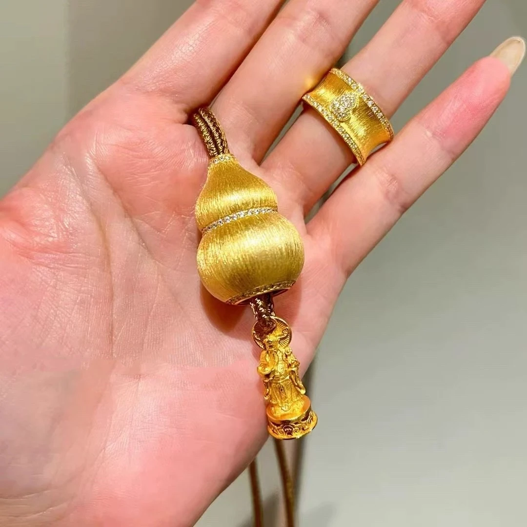 铜合金项链 国朝葫芦吊坠项链毛衣链福运福禄时尚挂坠手工