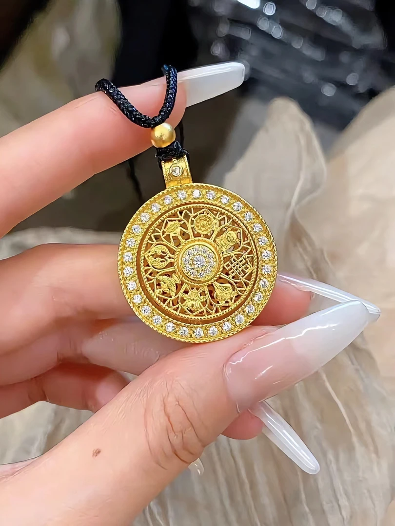 铜合金布艺项链 新中式时来运转八宝转项链轻奢气质百搭设计感