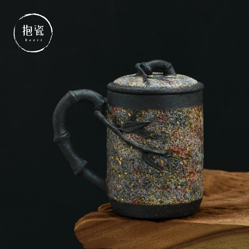 高越岩矿办公杯粗陶马克杯家用水杯手工茶具日式陶瓷杯茶杯复古