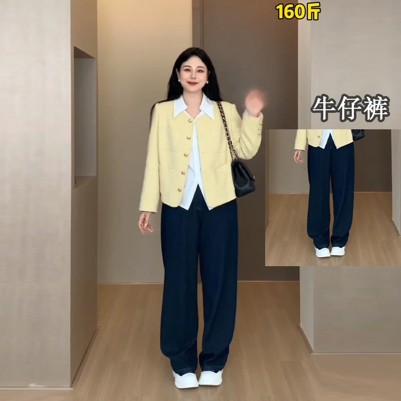 DM11239【逆天比例】高腰双插袋设计松紧舒适收腹瘦腰牛仔裤