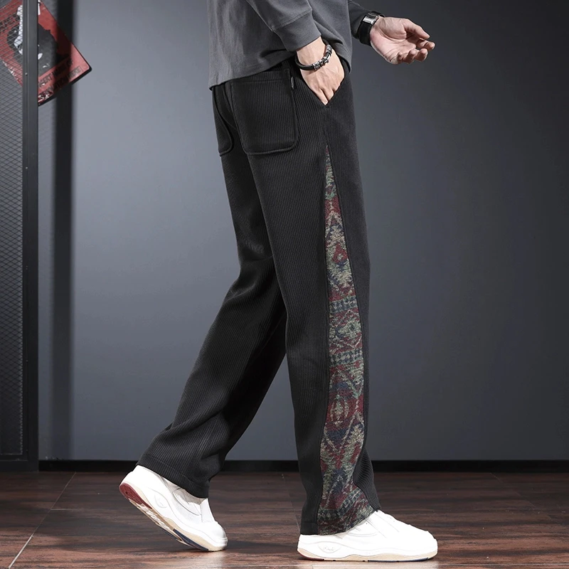 Cebrodz潮流休闲裤男宽松直筒阔腿卫裤2025年春夏季拼色痞帅炸街