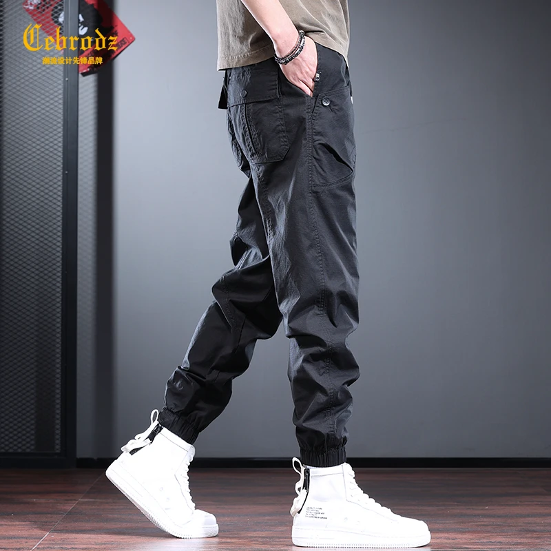Cebrodz休闲裤男潮流宽松束脚裤2025春夏季新款英伦百搭工装裤子