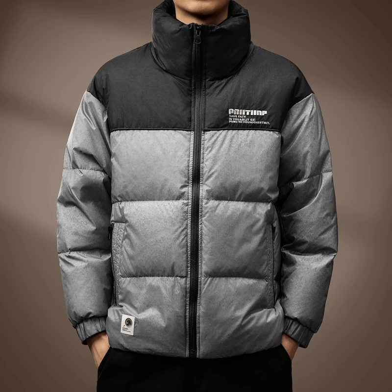 Cebrodz高端撞色拼接羽绒服男加厚冬季新款面包服外套时尚休闲