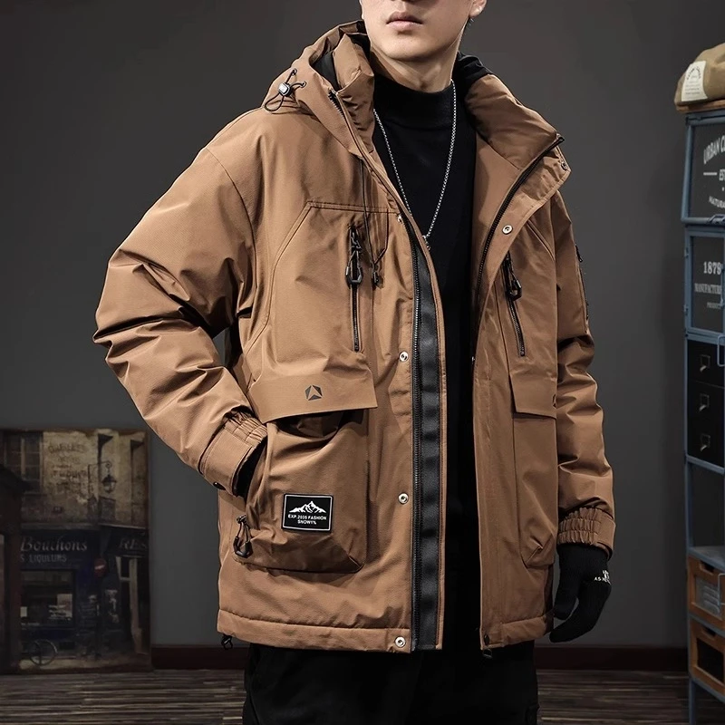 Cebrodz冬季新款新国标90鸭绒工装羽绒服男户外休闲宽松连帽外套