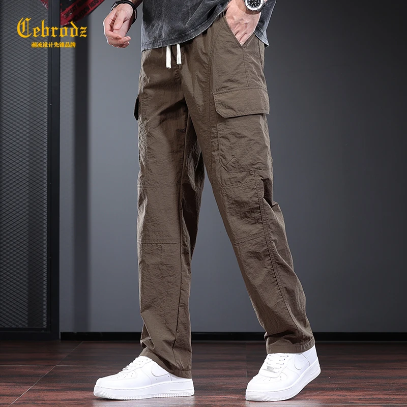 法国Cebrodz夏季薄款工装裤男宽松直筒休闲裤户外速干冲锋裤潮