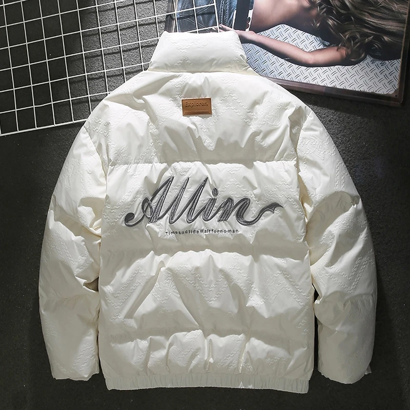 Cebrodz新款美式字母绣花压印羽绒服男冬季加厚宽松保暖短款休闲