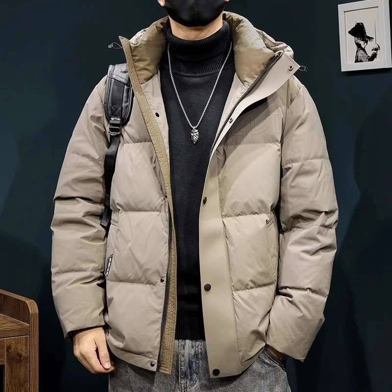 Cebrodz冬季90鸭绒羽绒服男士连帽短款2024新款大码秋冬