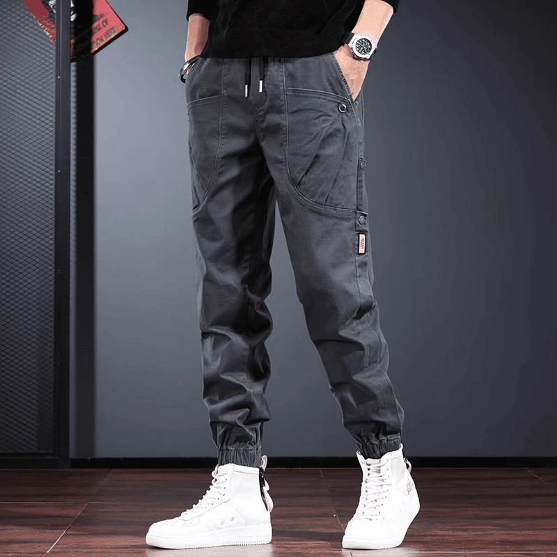 Cebrodz深灰色工装裤男潮牌宽松束脚裤2025春夏季新款