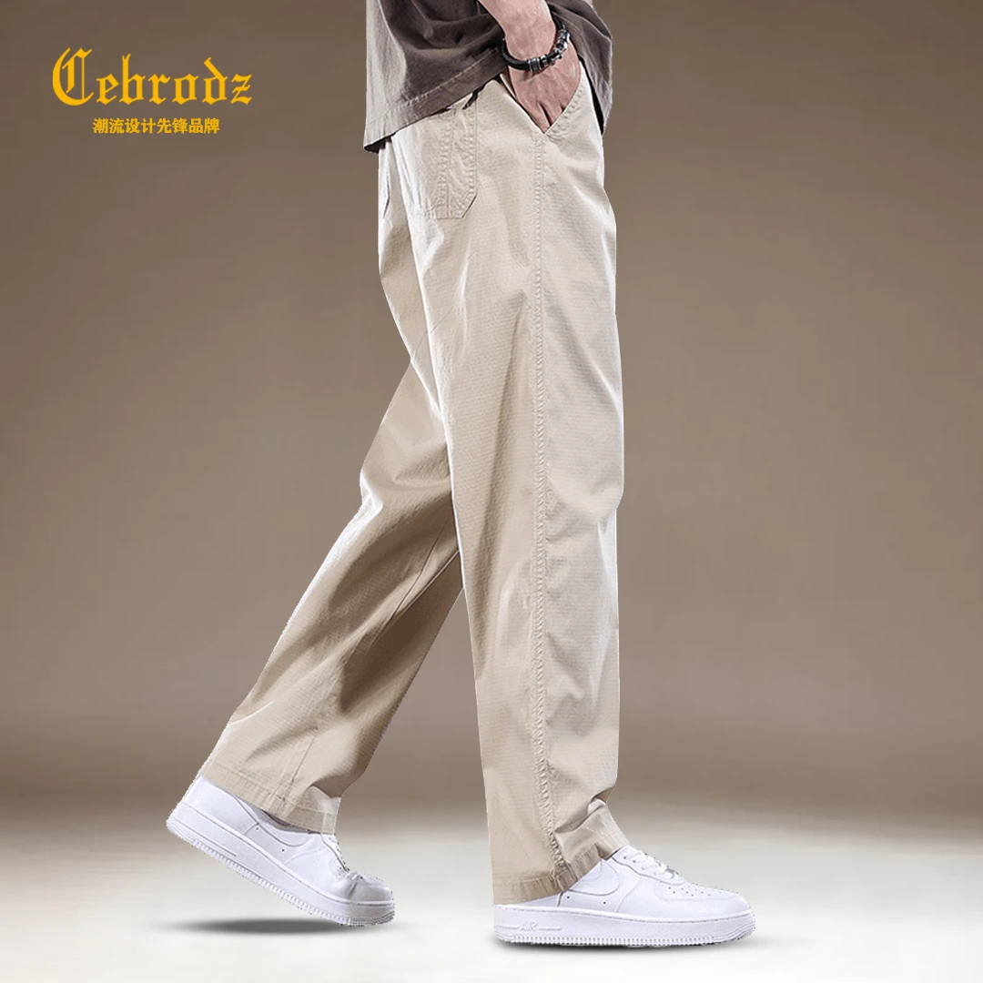 法国Cebrodz高端男士休闲裤男春夏薄款潮流大码宽松直筒裤长裤子