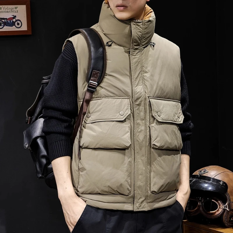 Cebrodz工装马甲羽绒服男冬季2024新款厚保暖立领外套休闲百搭