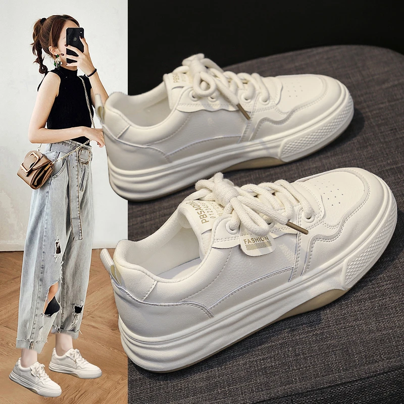 新款全皮小白鞋女2024秋冬爆款软底百搭运动休闲鞋平底学生板鞋
