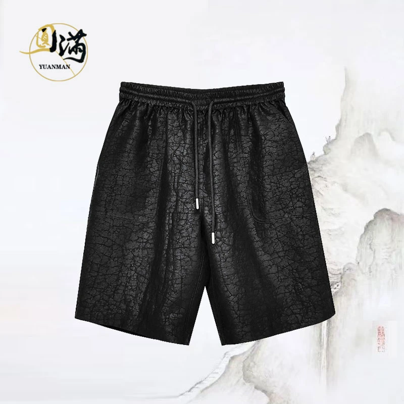 [圆满香云纱]桑蚕丝龟裂纹松紧抽绳双穿百搭短裤DK4804HL