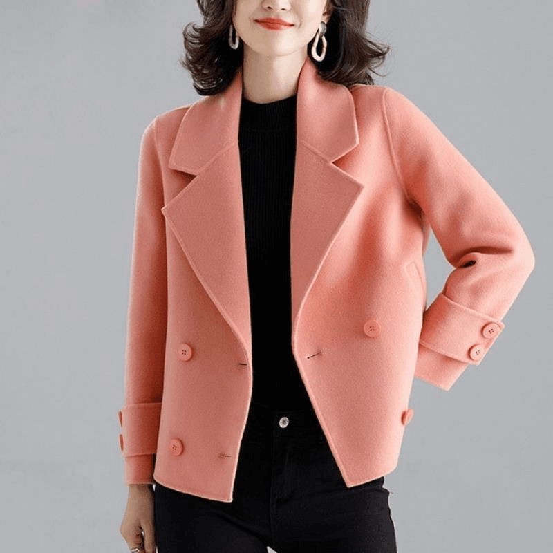 2023春秋冬款外套潮时尚洋气修身西装领小个子短款女装大衣服简约