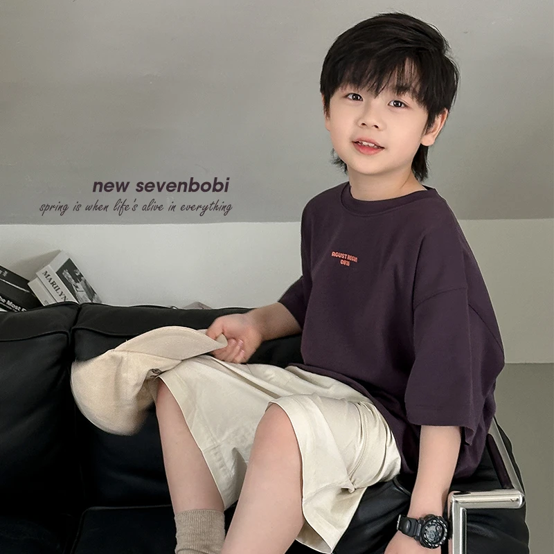 【现货】男童夏季新款短袖T恤韩版洋气宽松中大童圆领【高能感】