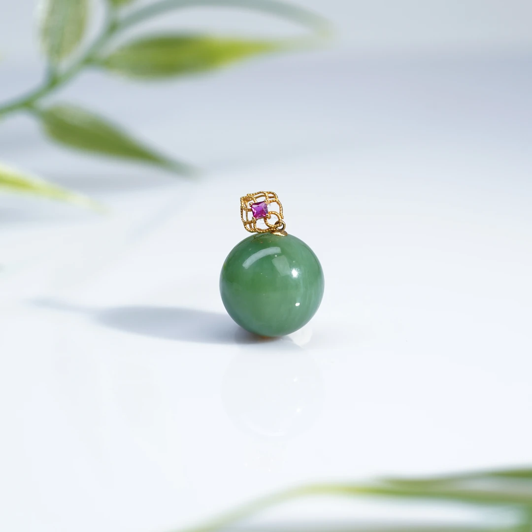 【小北好物】和田玉圆珠吊坠QH16X439【多样性发一件】约13mm+