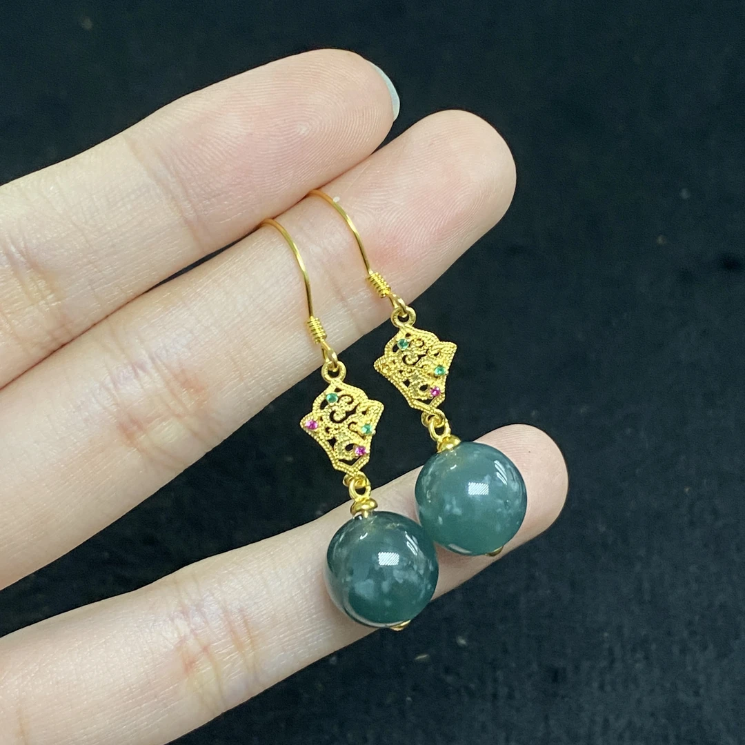 【小北严选】S925银翡翠耳钩-17H84X115【多样性发一件】约11.5mm+