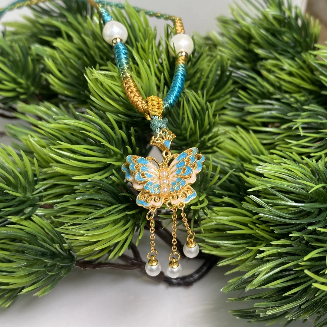 【小北好物】S925银淡水珍珠蝴蝶吊坠6-16QP28X8【约3mm】带绳