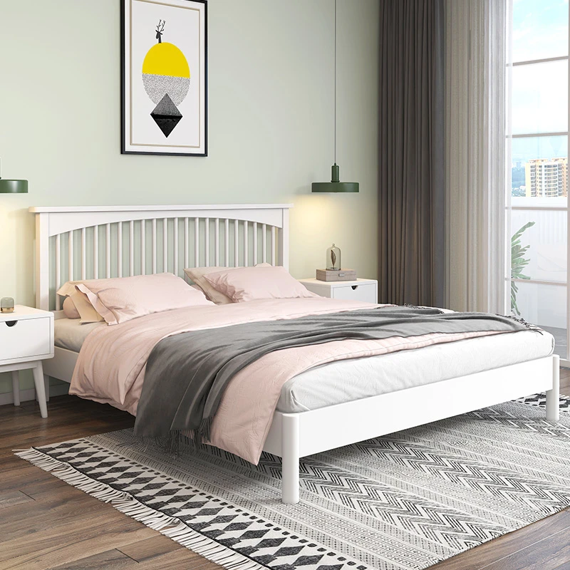 【依诺甄选】北欧白色实木床1.5m简约主卧单双人床