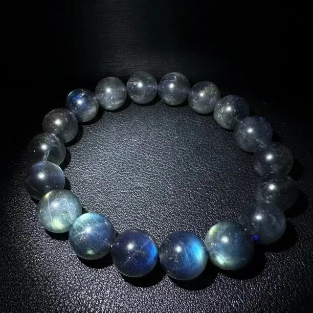 13高品黑底强光灰月光手串（多样性发一） 天然裂矿点，完美主义慎拍