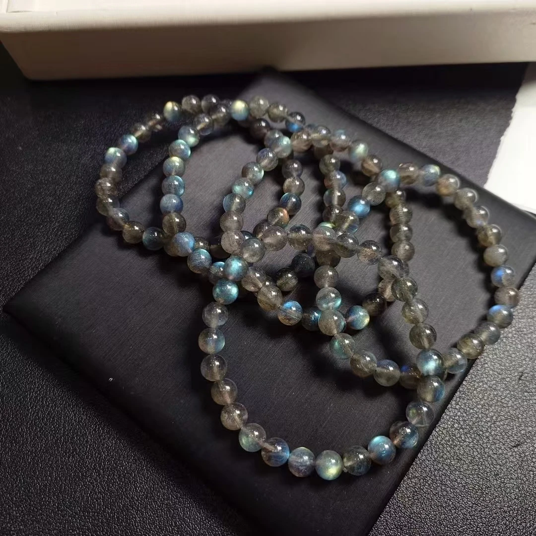 7mm+强光黑底高闪蓝光灰月光手串（多样性发一）   默认天然裂矿点