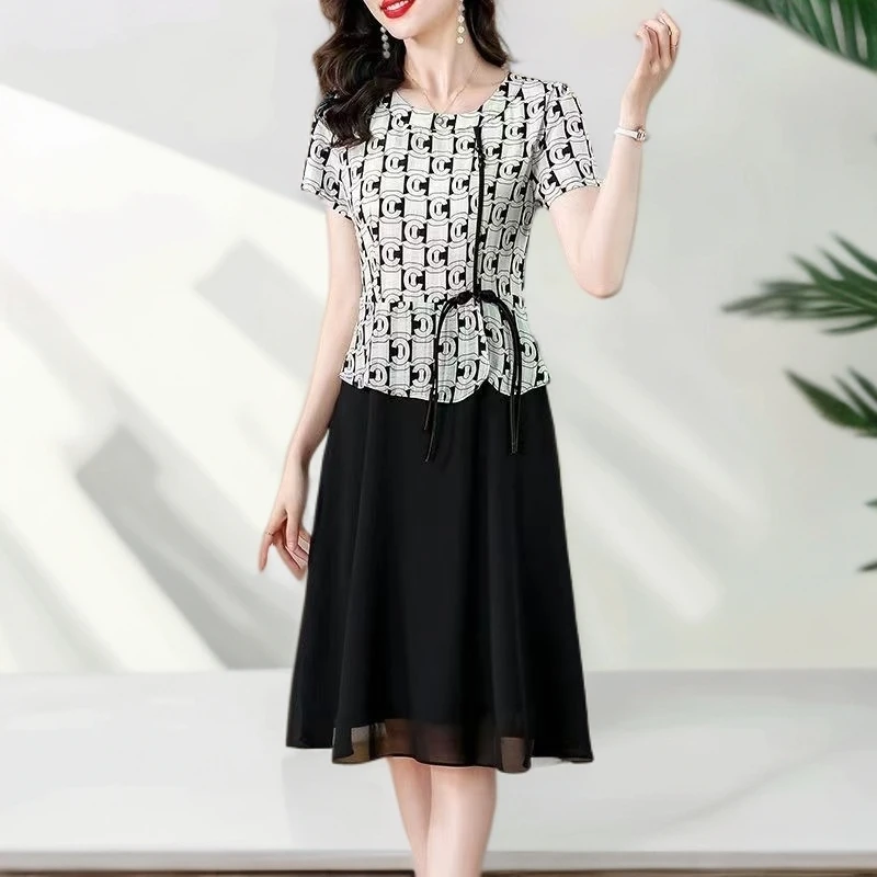 M083 新款连衣裙气质时尚休闲复古韩版优雅收腰法式