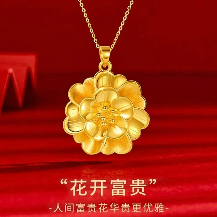 VANA足金牡丹花项链精美精致时尚高级生日纪念日正品百搭足金新款