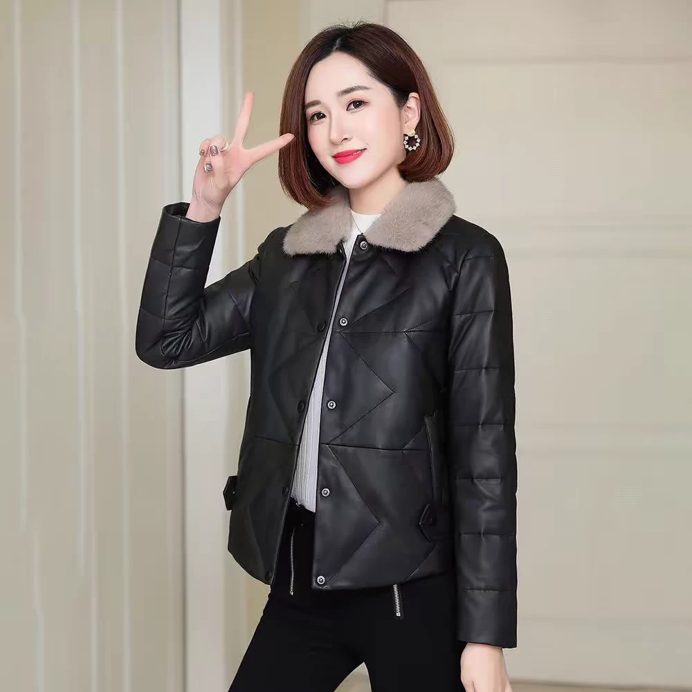 真皮皮衣冬季短款绵羊皮保暖女士外套0296