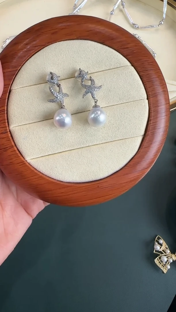 【闪购商品】海水珍珠耳饰银S925镶嵌9-10