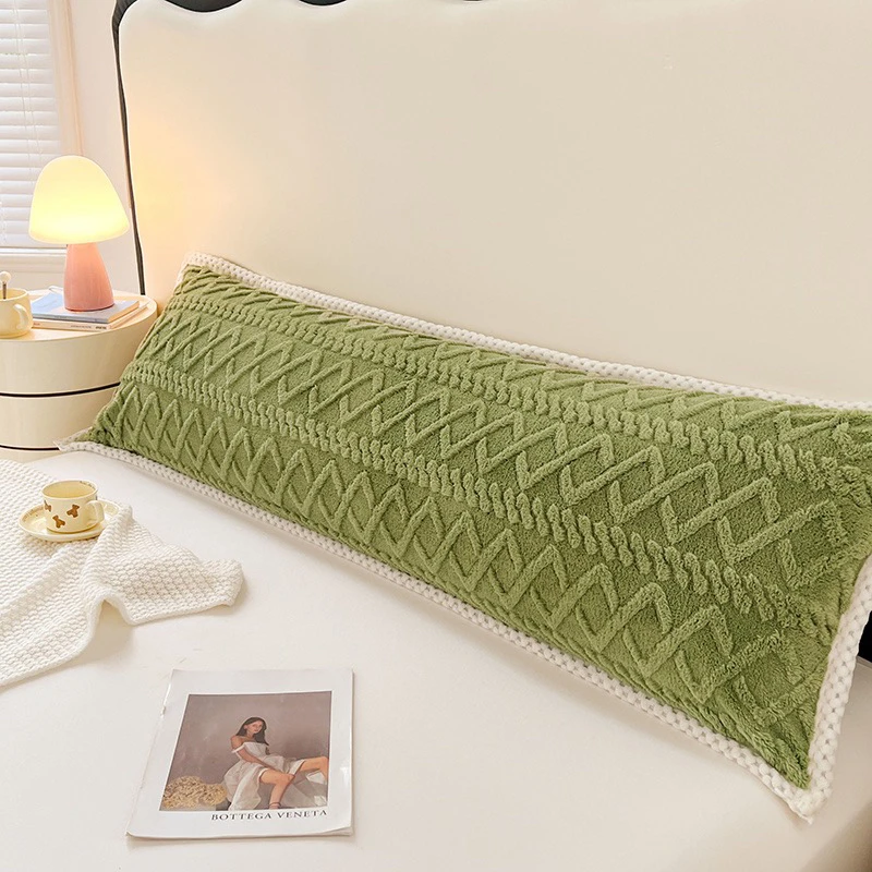 塔芙绒双人长枕套家用冬季情侣枕芯套加长款双人枕皮加绒成人枕套