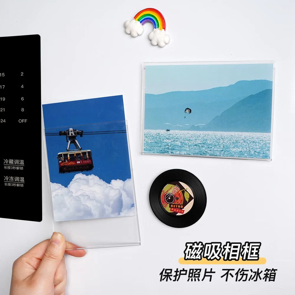 亚克力相框冰箱贴磁吸5寸6寸相框拍立得小卡展示框diy定制磁性贴